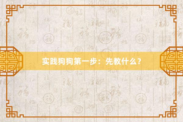 实践狗狗第一步：先教什么？